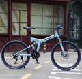24 Inch Sky Blue Foldable Bike, 24 Speed, Disc Brakes, Front suspension 346-348