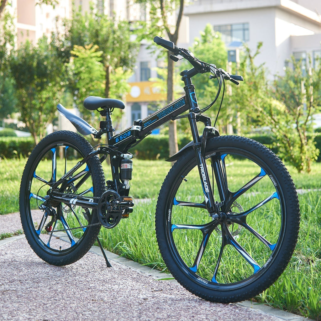 Folding Bike Men Women Mountain Bike 21 Speed Fully Suspended Bike 27.5" New
