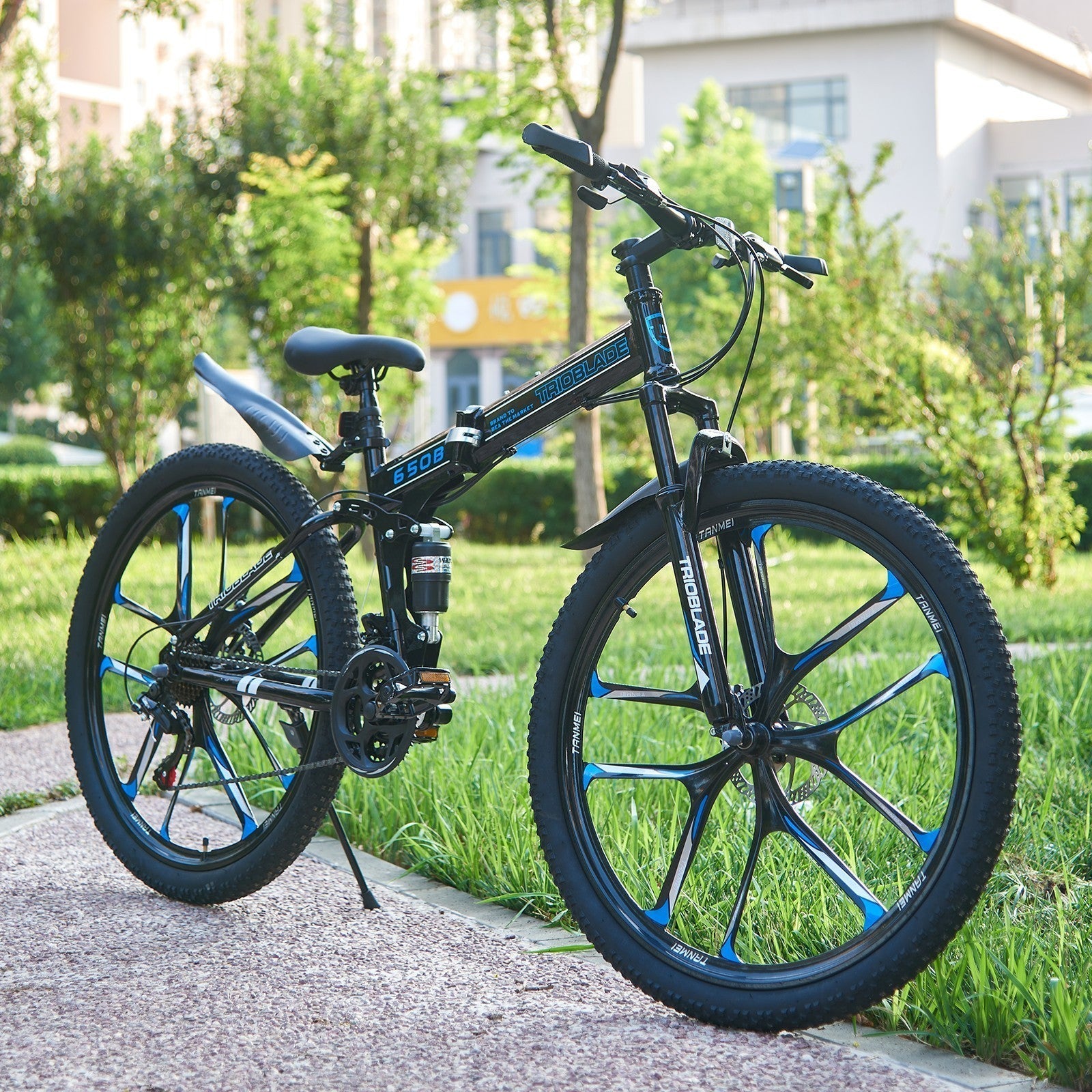 Folding Bike Men Women Mountain Bike 21 Speed Fully Suspended Bike 27.5" New