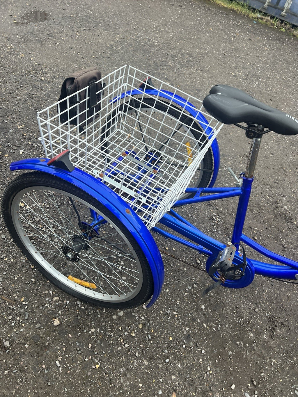 Adult Tricycle - Folding Trike - Blue - With Rear Basket - Needs Handlebars