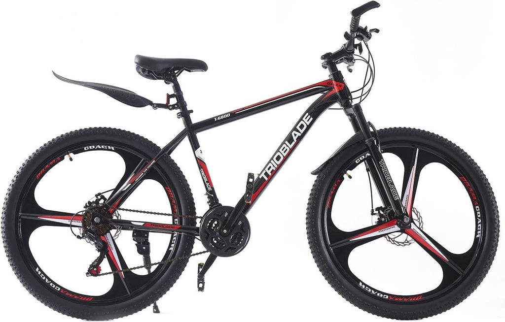 24" Mountain Bike 21 Speed Dual Disc Brakes Full Suspension MTB Adult