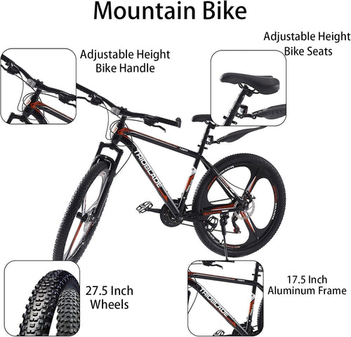 27.5" Mountain Bike Folding Frame 21-Speed Disc Brake MTB for Adults