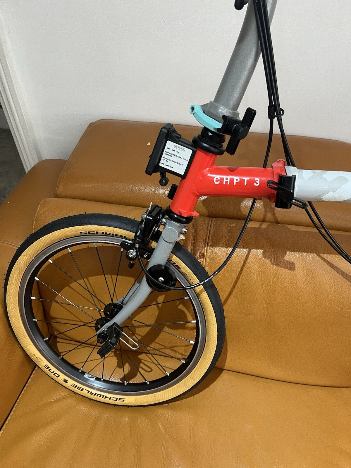 Brompton CHPT3 Folding Bike 16in Wheels S Frame 4-Speed Grey/Red With 2 bags!