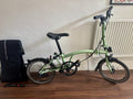Brompton C Line 2 Speed Matcha Green 2023 with brompton bag and pump