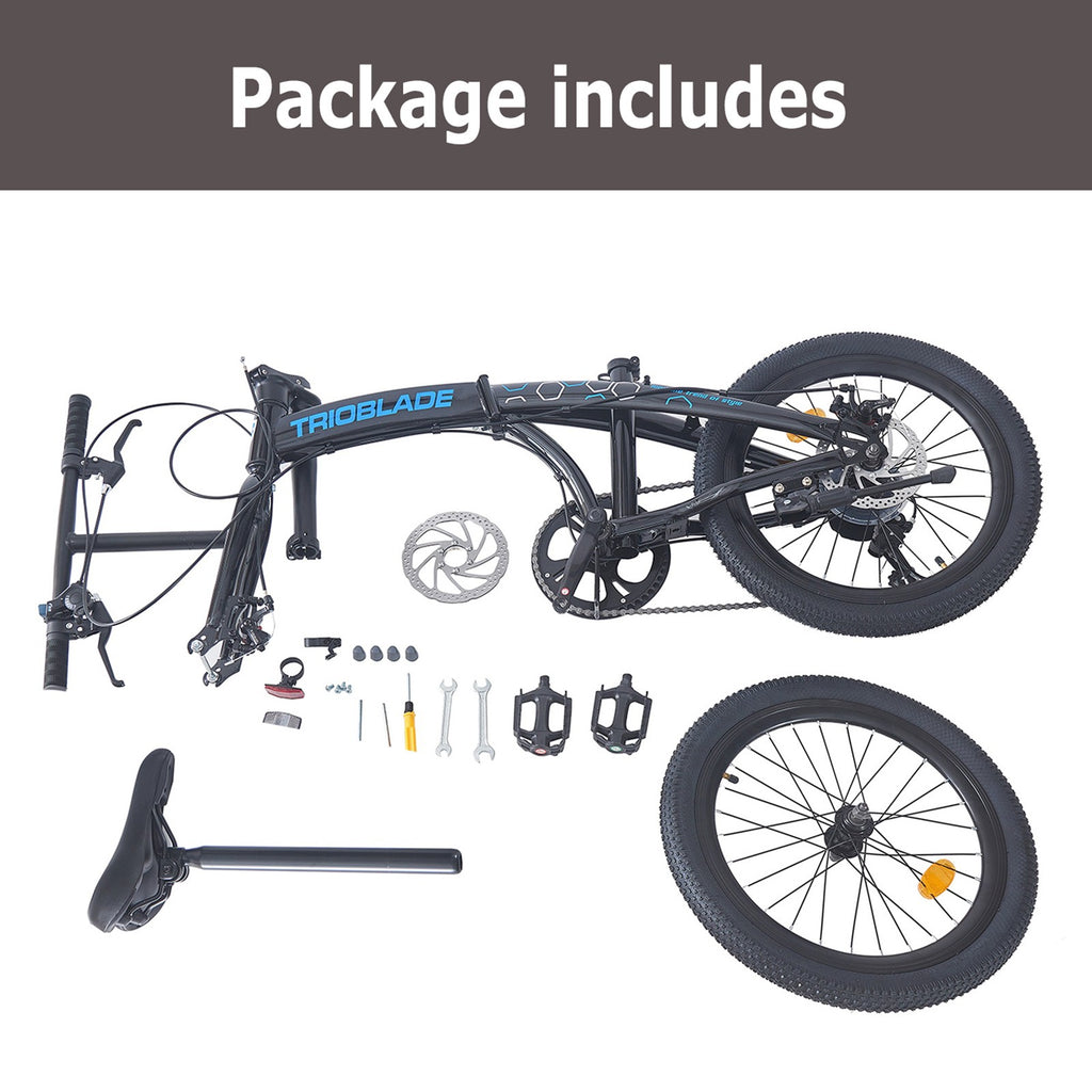 Folding Bicycle 20 Inch Bikes for Adults 7-Speed Variable Foldable City Bicycle