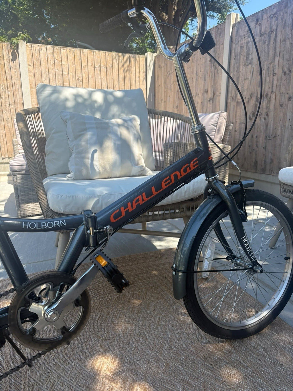 Challenge Holborn 20in Folding Bike Grey/Orange V-Brakes BMX Bars 2024