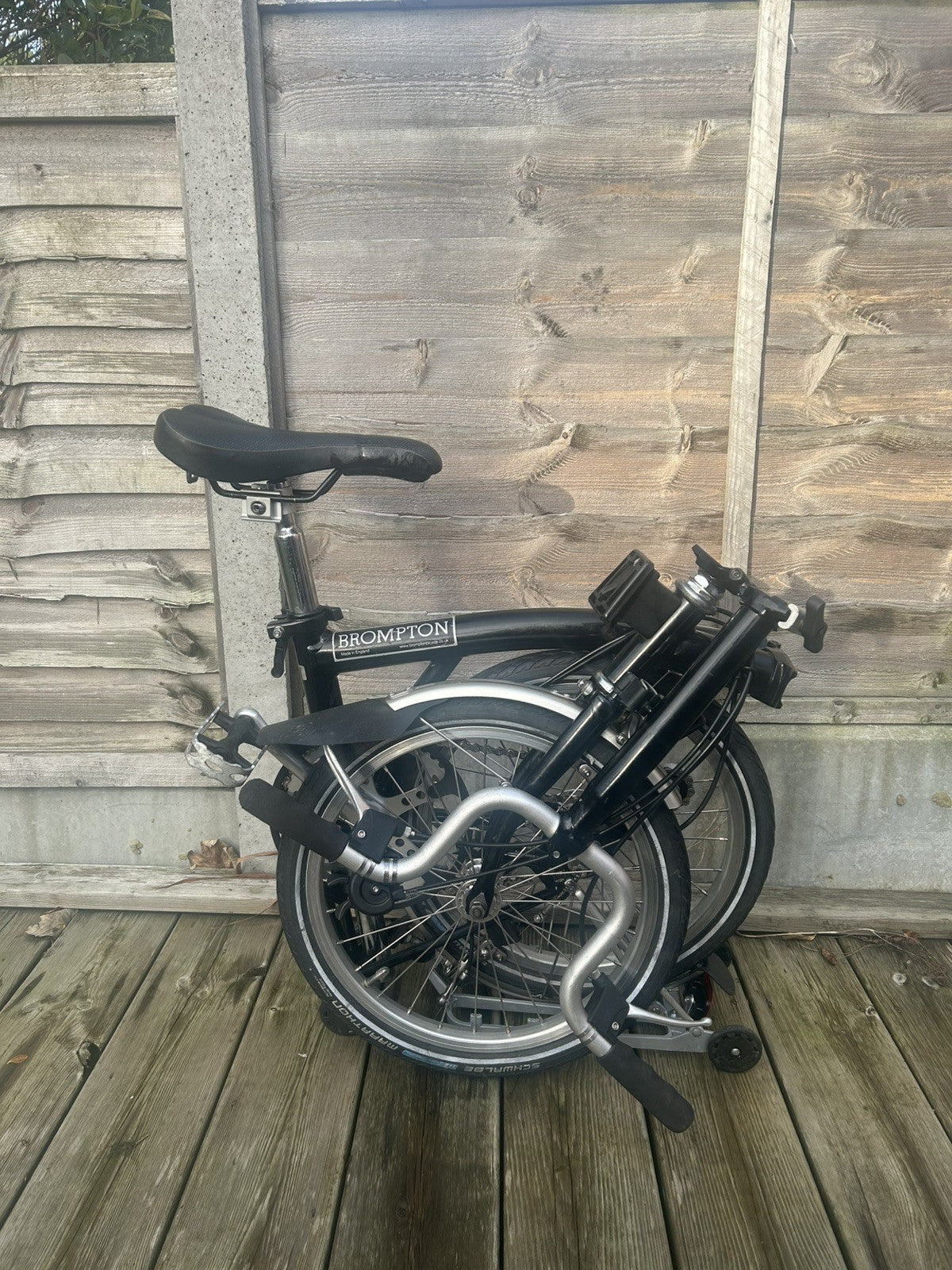 Brompton H3L Black with a rack