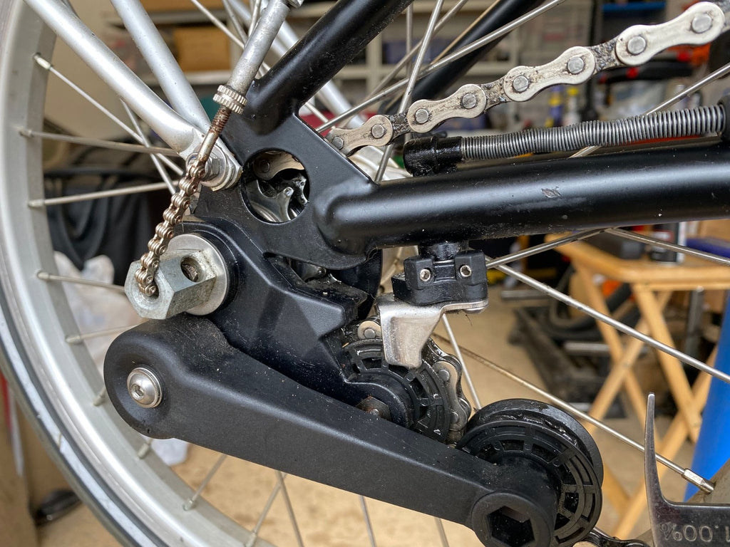 classic brompton folding bike used -mint green + accessories as shown in photos
