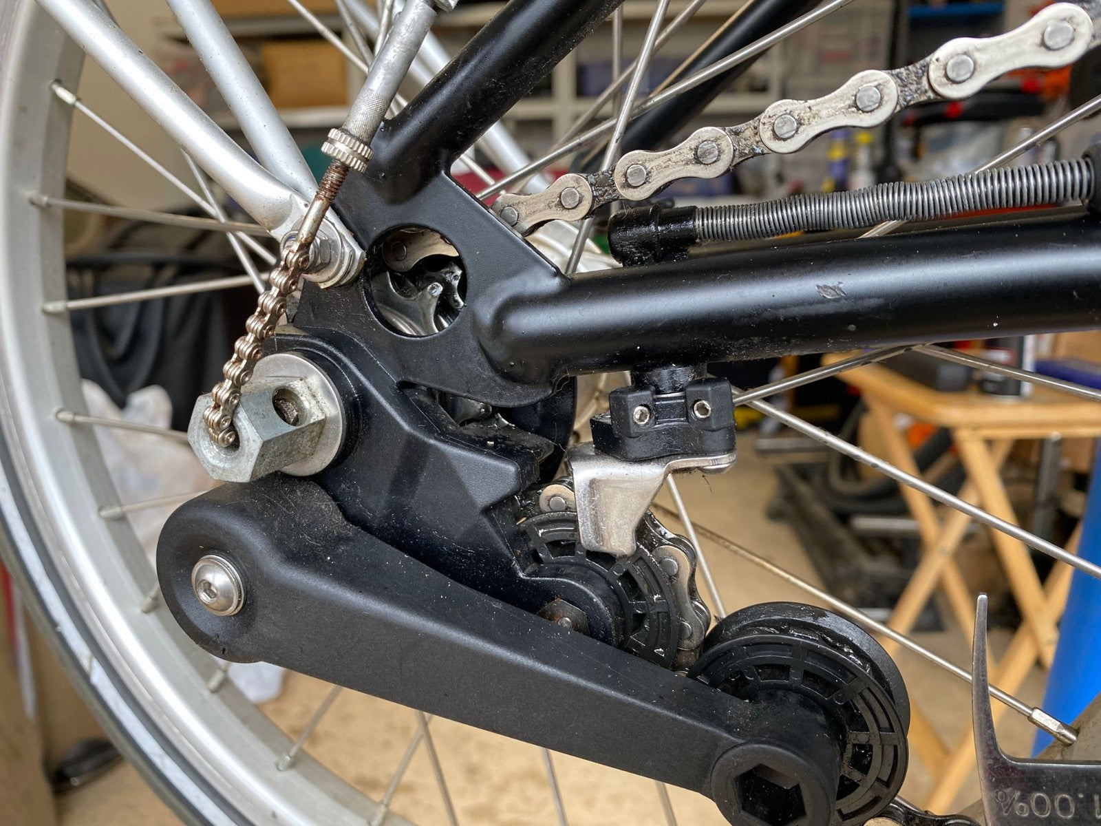 classic brompton folding bike used -mint green + accessories as shown in photos