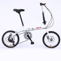 Folding Bicycle 16" Inch Bikes for Adults 6-Speed Foldable City Bicycle White