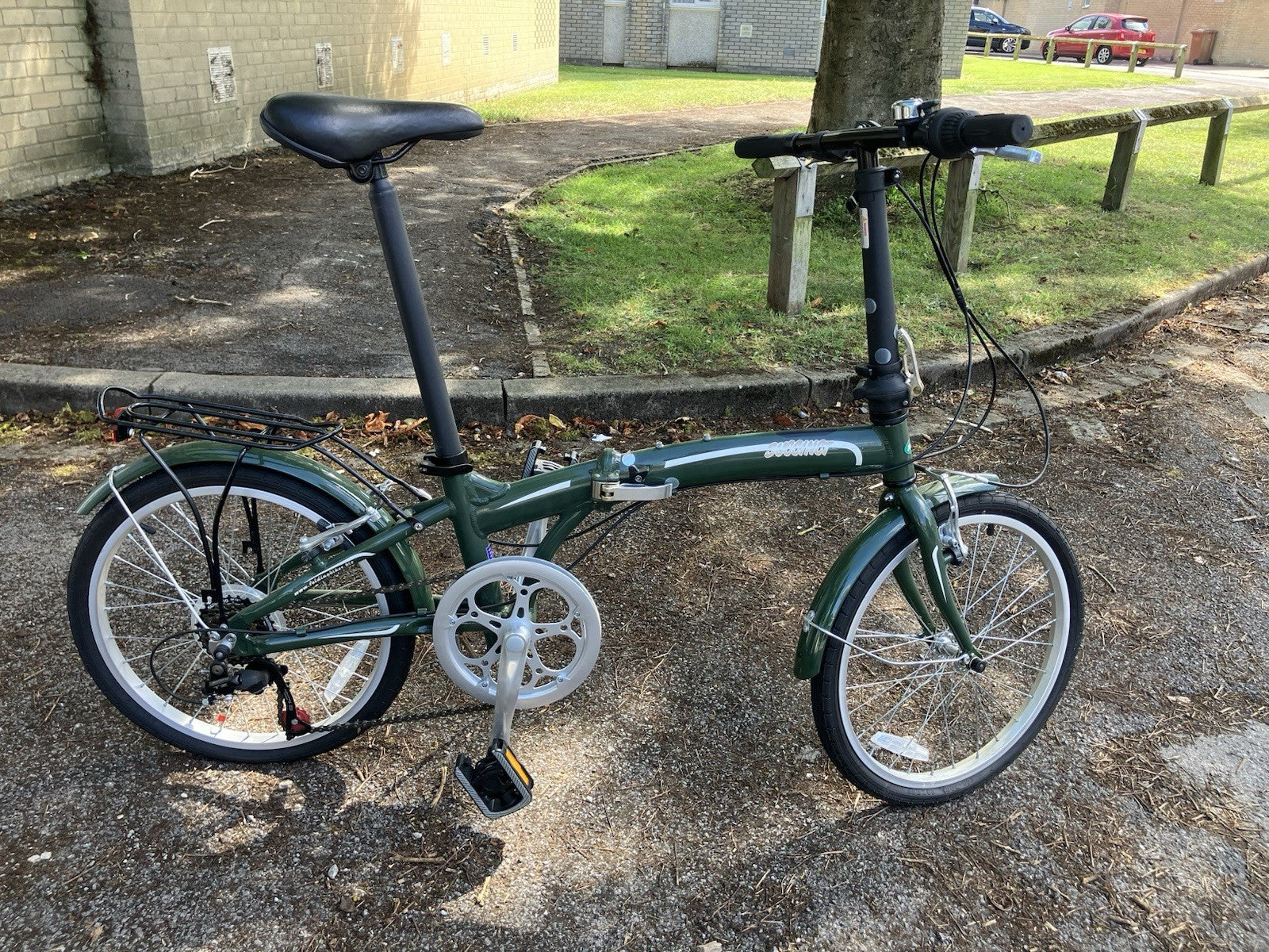 20 inch Folding Bike 7 Speed Shimano — Green, Rack, Mudguards, Succinct