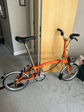Brompton Folding Bike Orange 16in Wheels Mudguards Reflectors Riser Bar