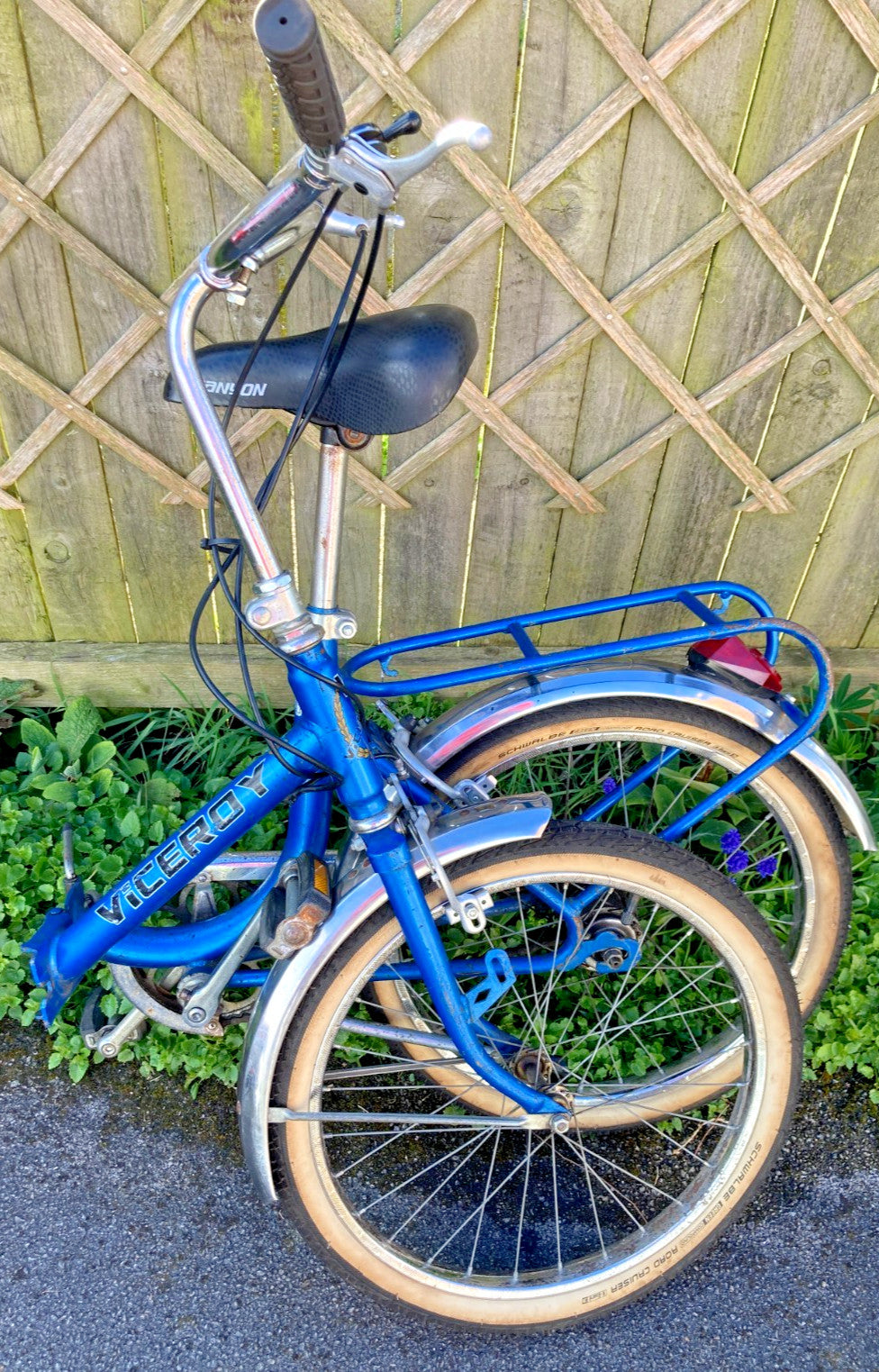 Vintage Raleigh Viscount Unisex Folding Bike - Blue - Good Usable Condition
