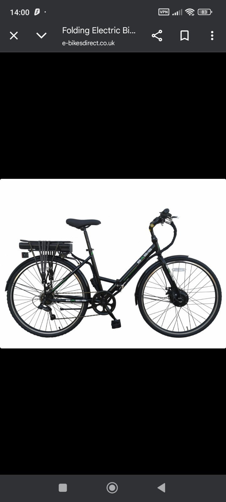 Folding Bike Commuter 700c Wheel 9.6Ah Battery Black Red Basis Hybrid