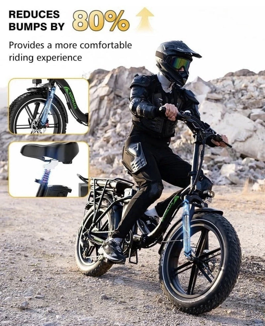 Koolux BK6 S Pro 20”Bike 48v13*10.Ah Rear Rack Folding Delivery Bike Hydraulic