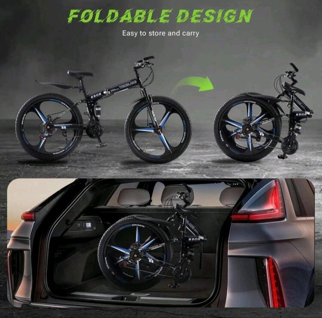24"-27.5"Folding Mountain Bike 21Speed Full Suspension Bicycle For Men WomenGift