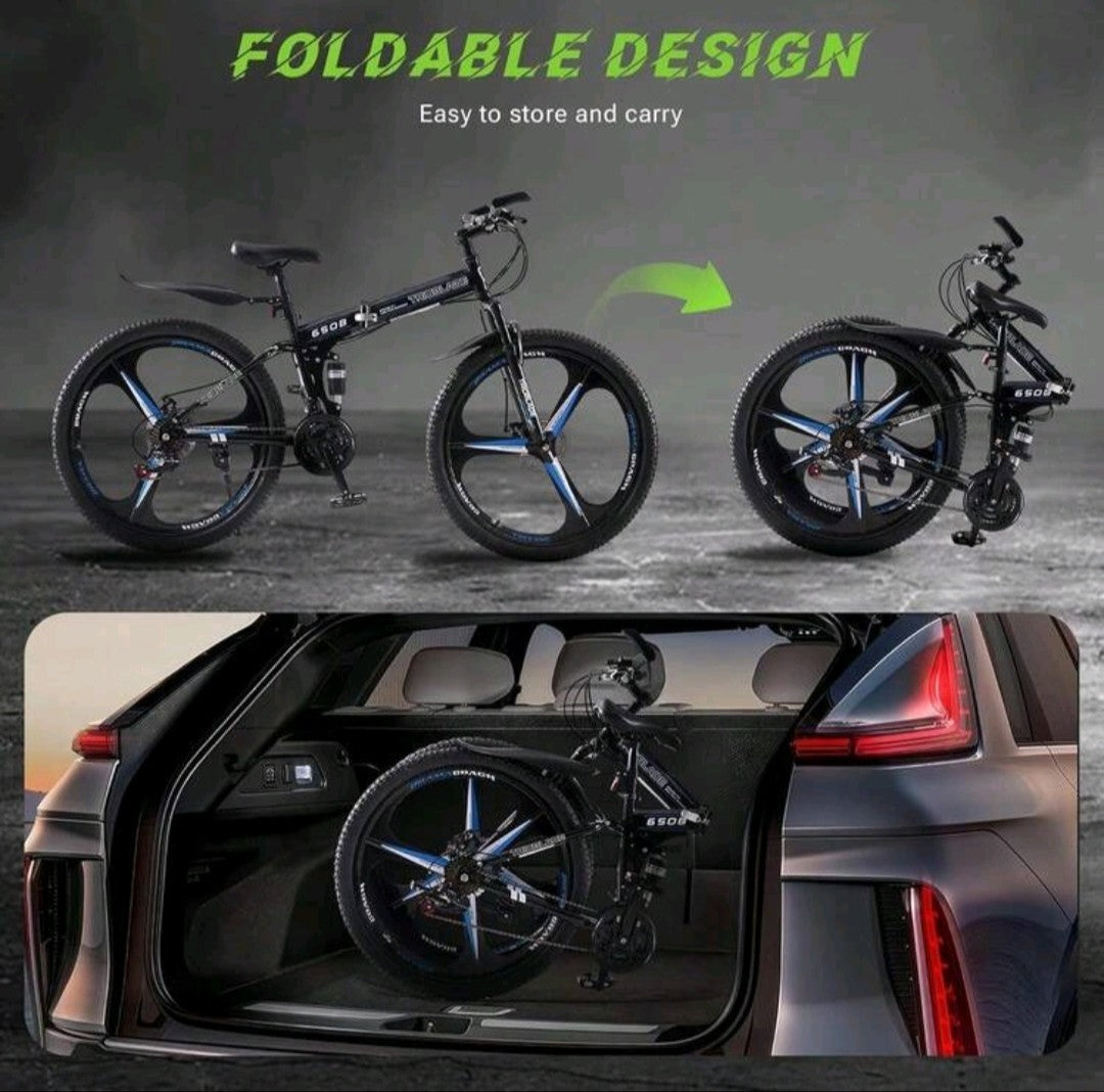 24"-27.5"Folding Mountain Bike 21Speed Full Suspension Bicycle For Men WomenGift