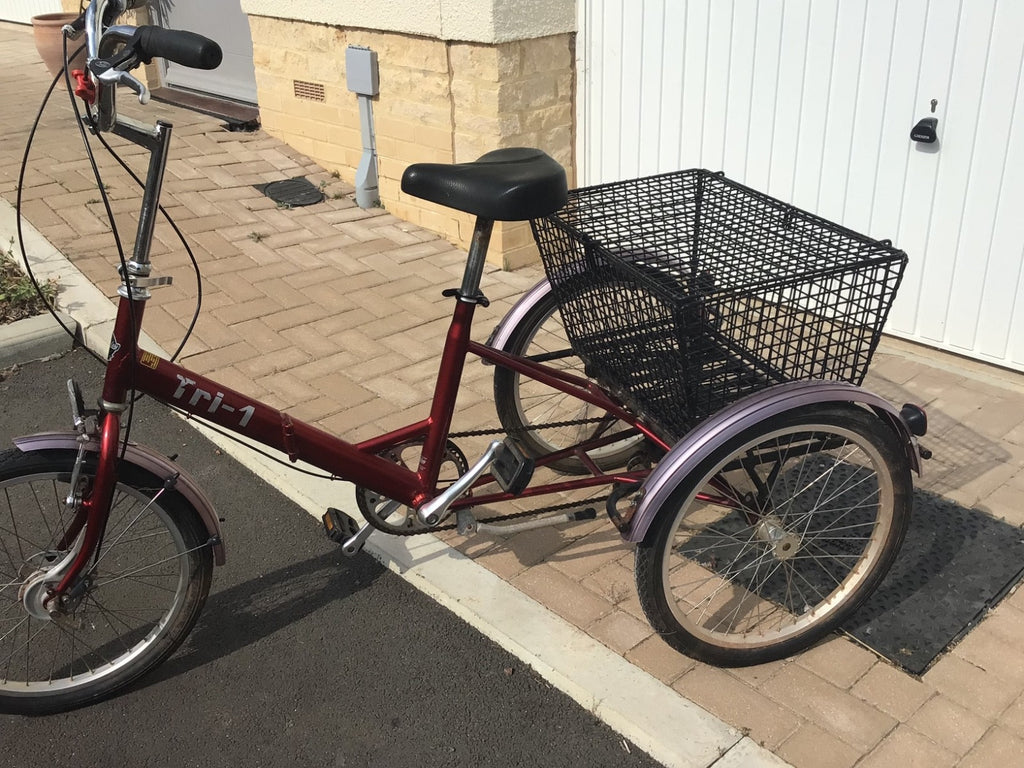 PASHLEY - Tri-1 Folding Adult Trike Burgundy Red 7 speed