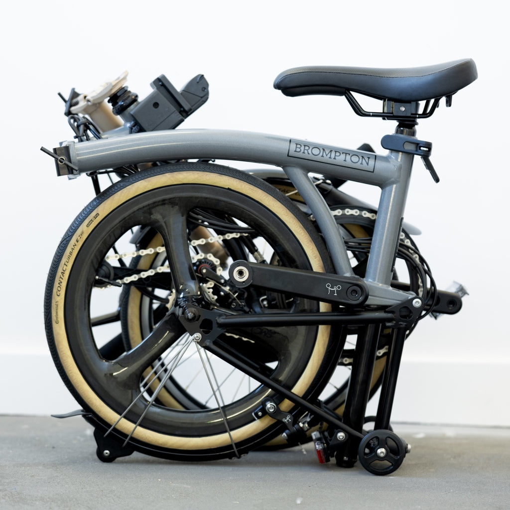 Brompton P Line Electric Storm Grey SMC Carbon Wheel Chris King Ti NOV 15.48kg