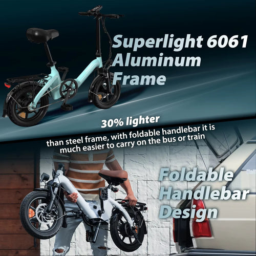 14" All-Terrain Folding commuter bike,21kg, 36V 10Ah,25KM/H,Full Disc,Rack-T16BL