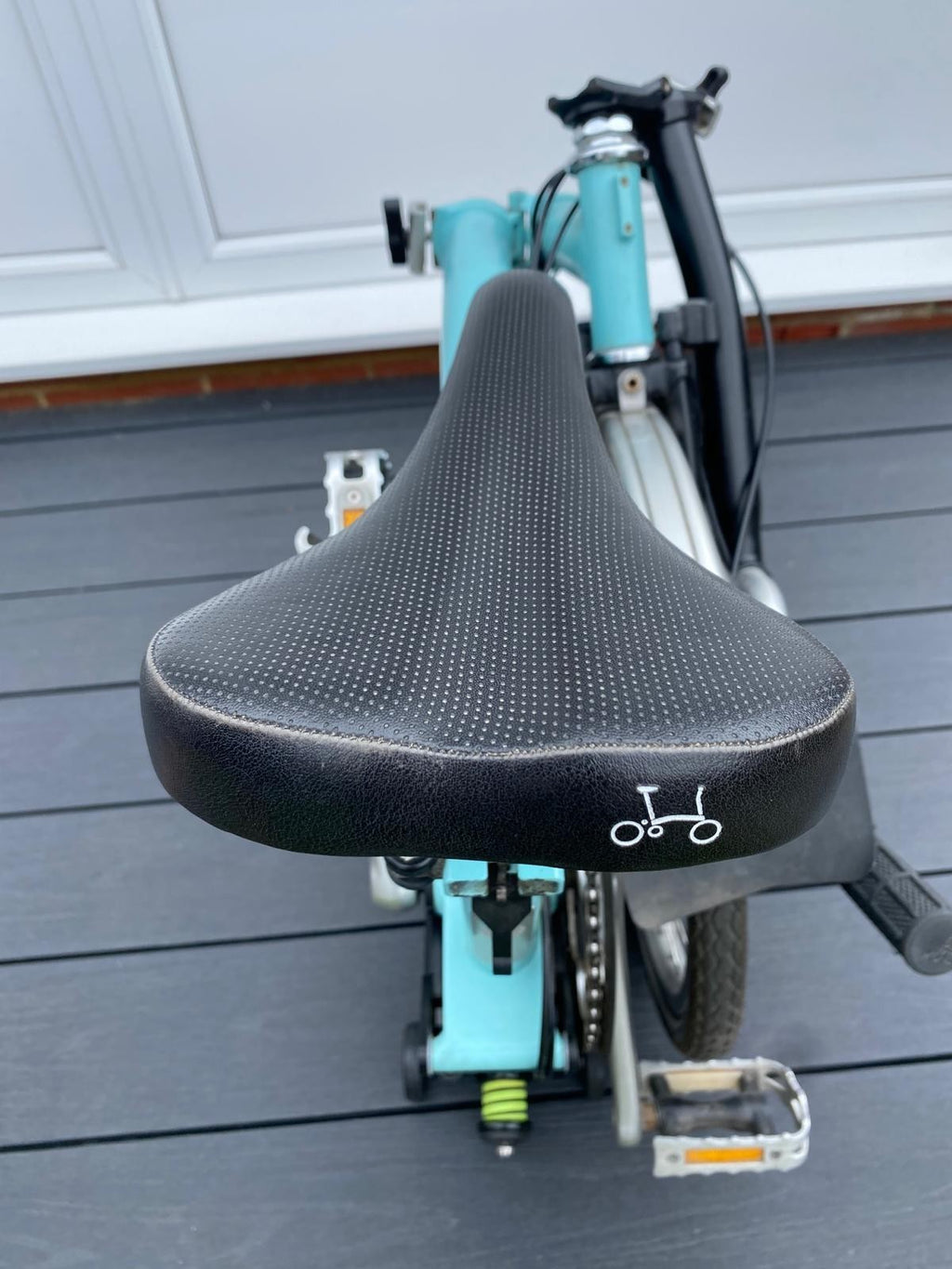 Brompton M3L.  Turkish Green and Black.  With Rear Luggage Rack