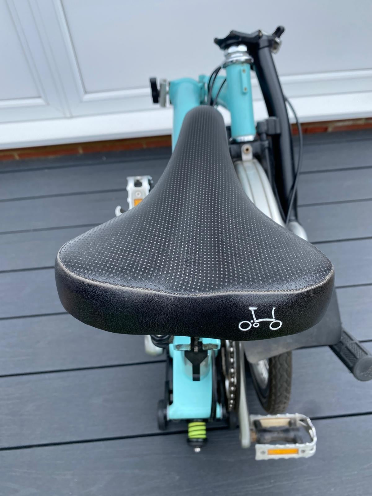 Brompton M3L.  Turkish Green and Black.  With Rear Luggage Rack