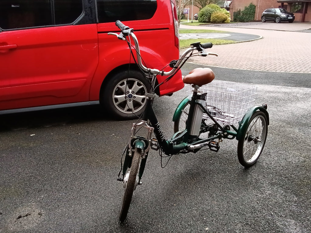 Yorvik Folding Tricycle Bike finished  Metallic Green paint.