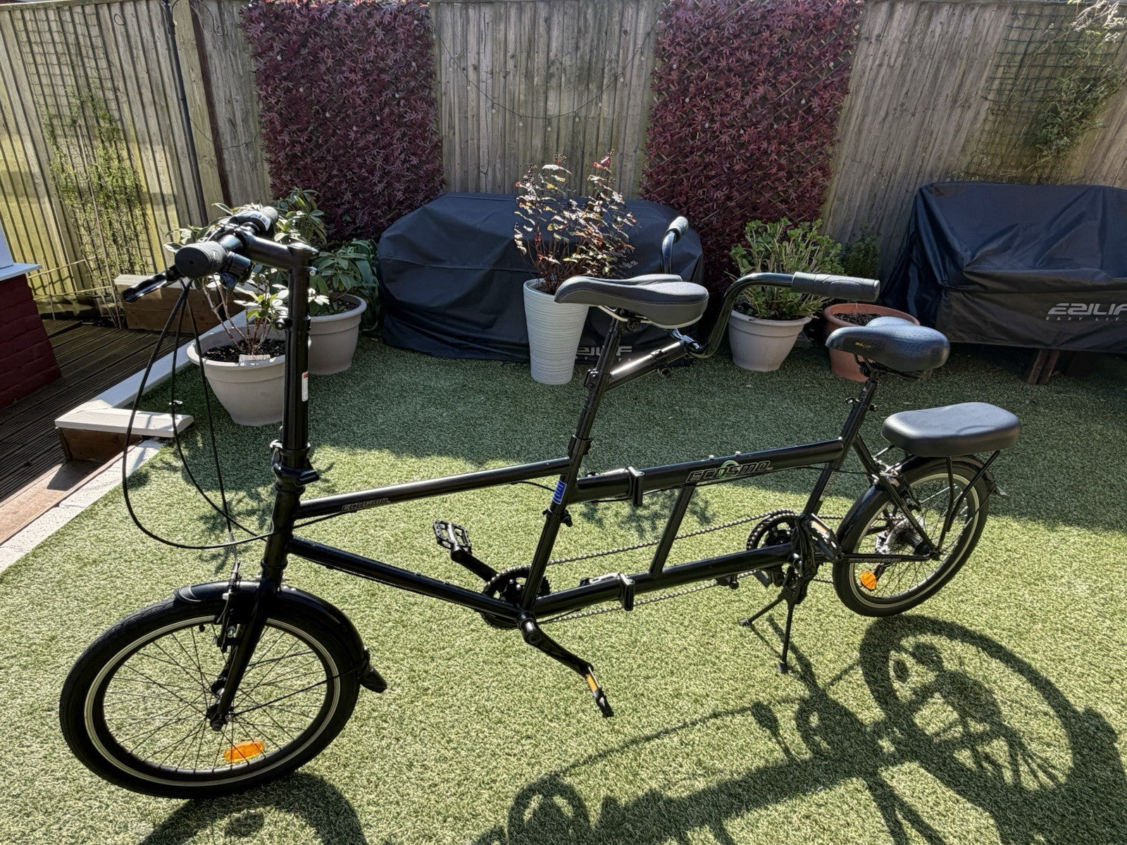 Ecosmo 20 Inch Wheel Folding Tandem Bicycle Bike Black