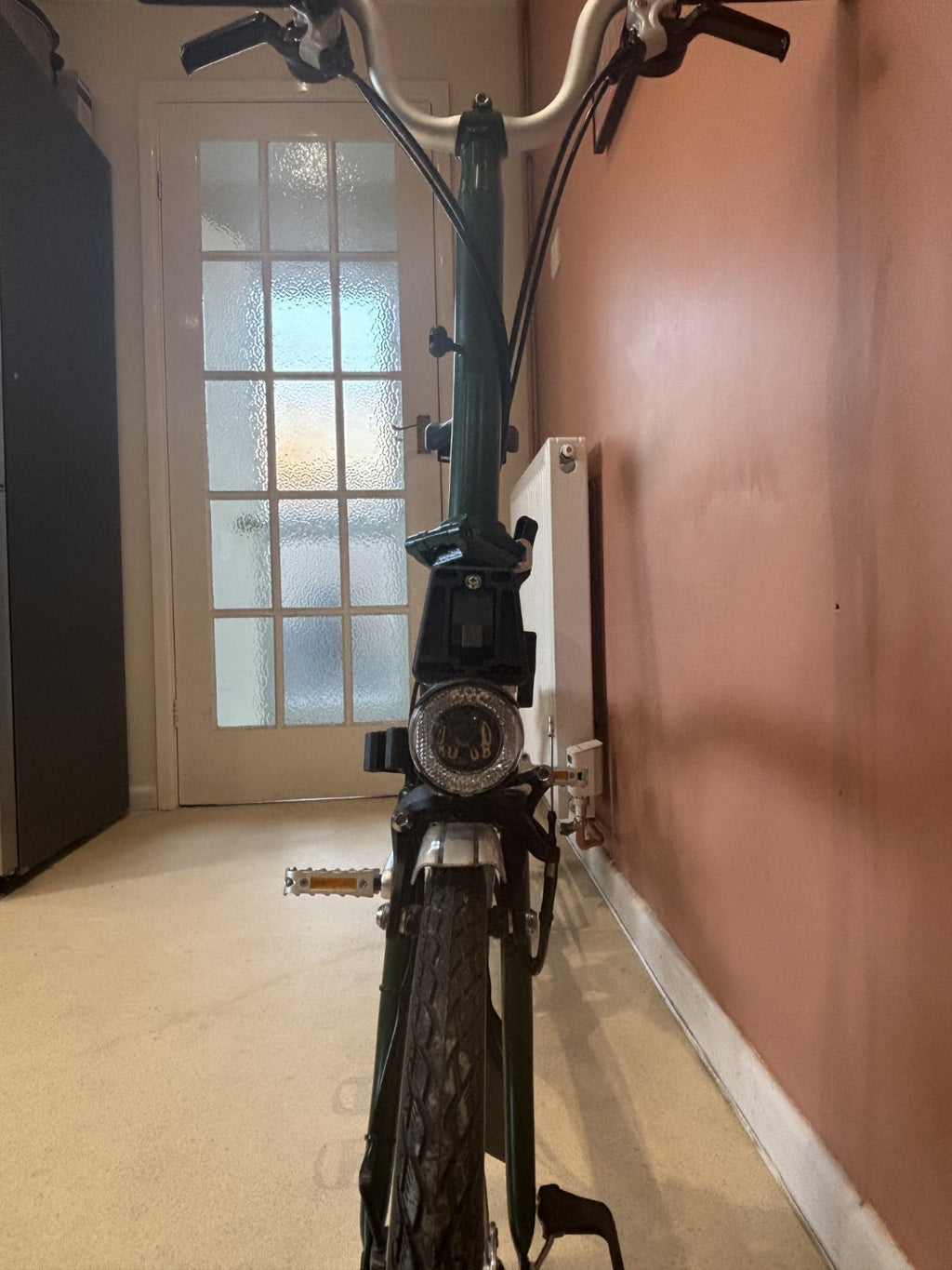 Brompton m6r folding bike, Green with Dynohub lighting, rack & mudguards