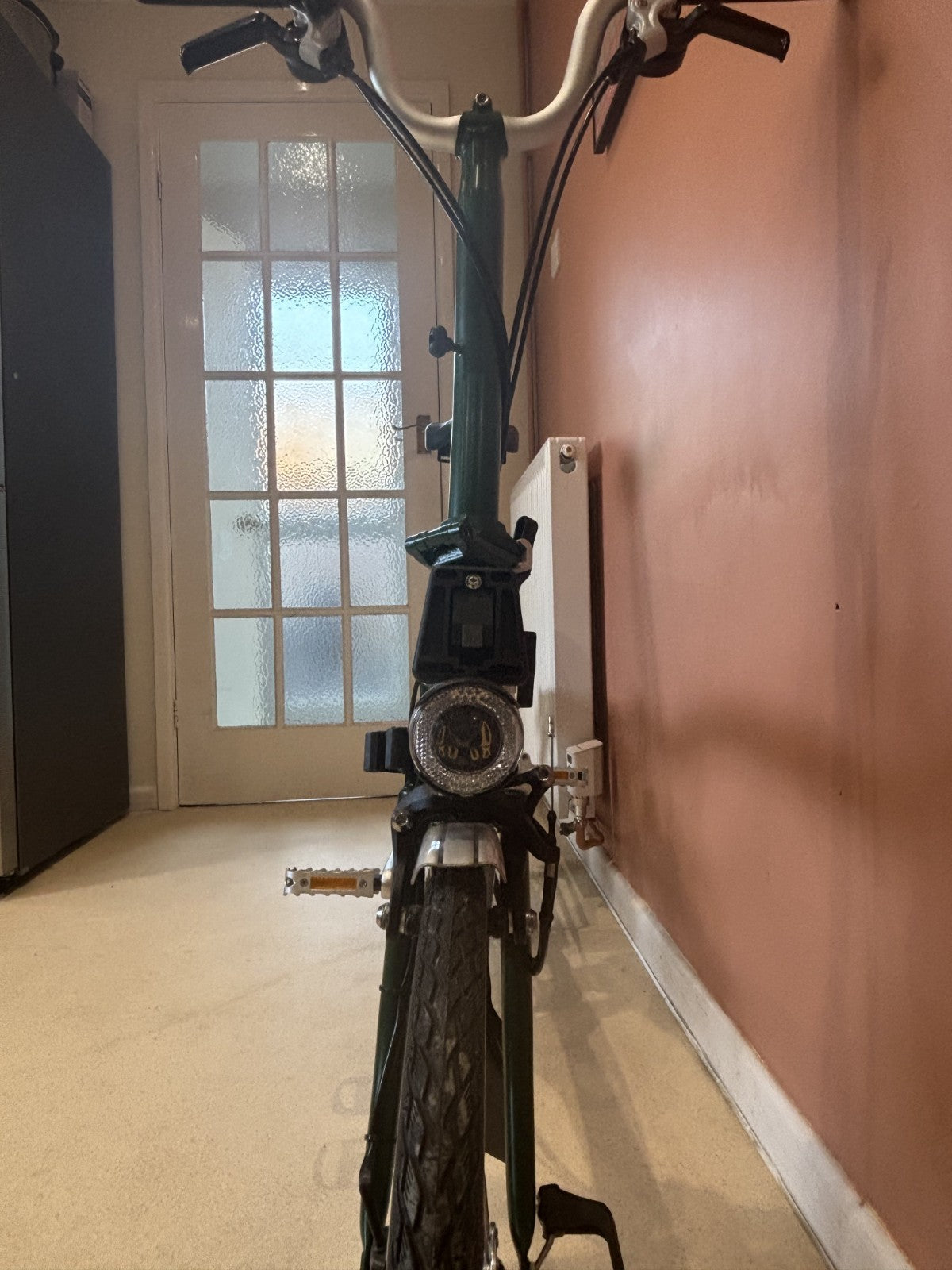 Brompton m6r folding bike, Green with Dynohub lighting, rack & mudguards