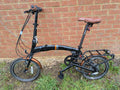 Folding bike, Oyama, only used once, black with brown leather, panier rack