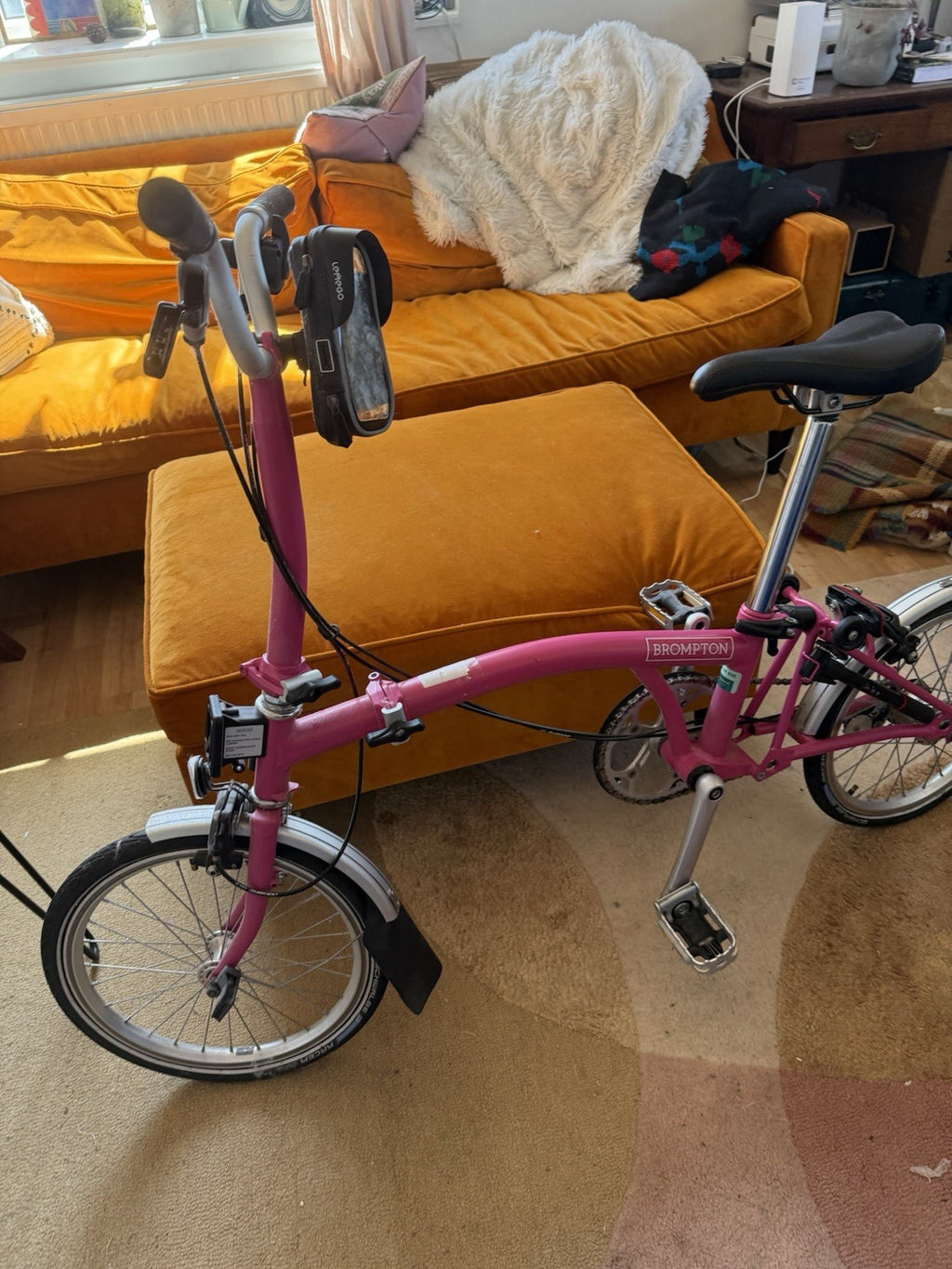 Brompton M3L Folding Bike Hot Pink – Barely Used +Pannier Carrier Block + Extras