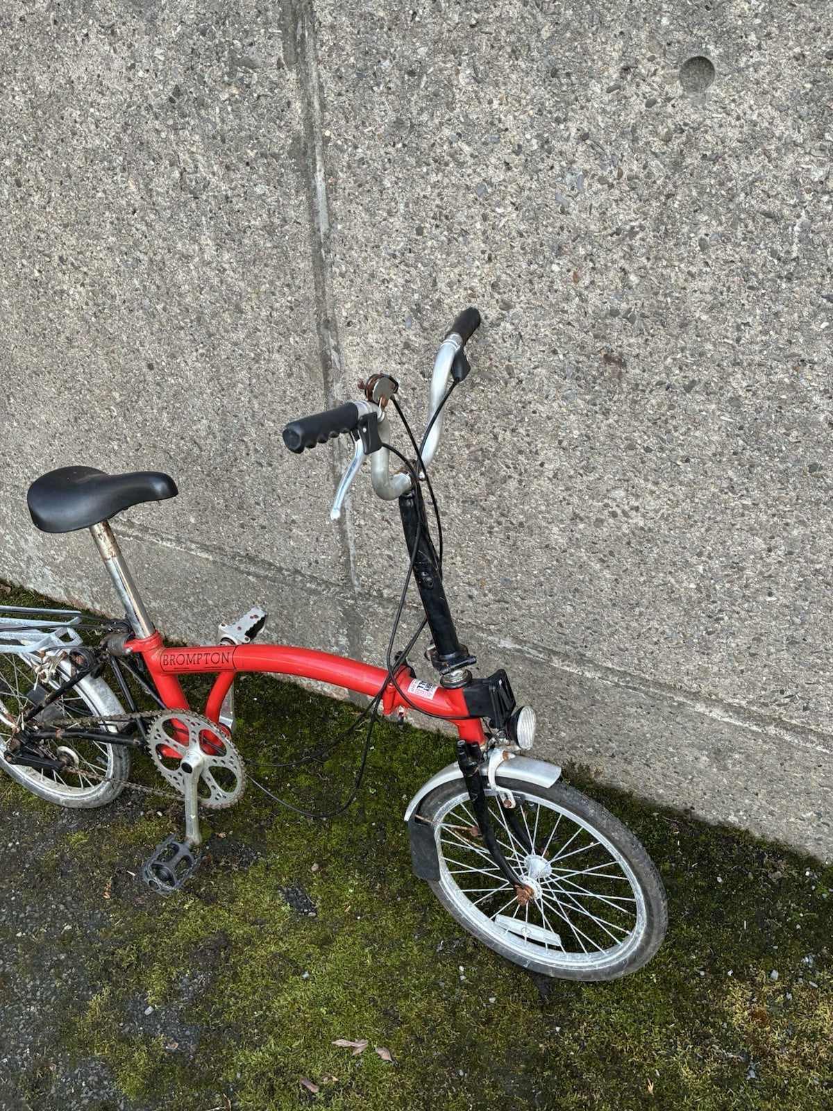 Brompton Folding Bike 6-Speed, Red, Brooks Saddle, Dynamo Lights, Back Rack