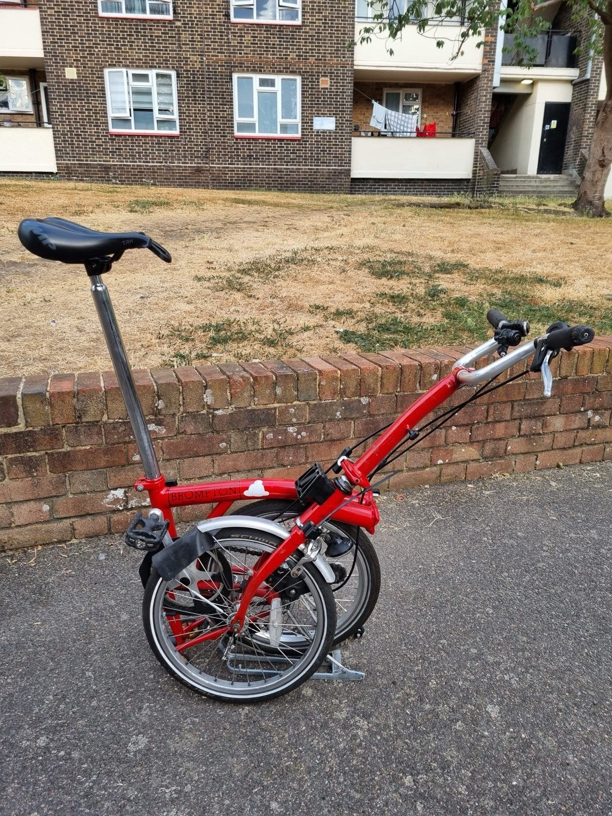 Brompton Folding Bike Red 16in Wheels Small Frame Rear Rack Mudguards Reflectors