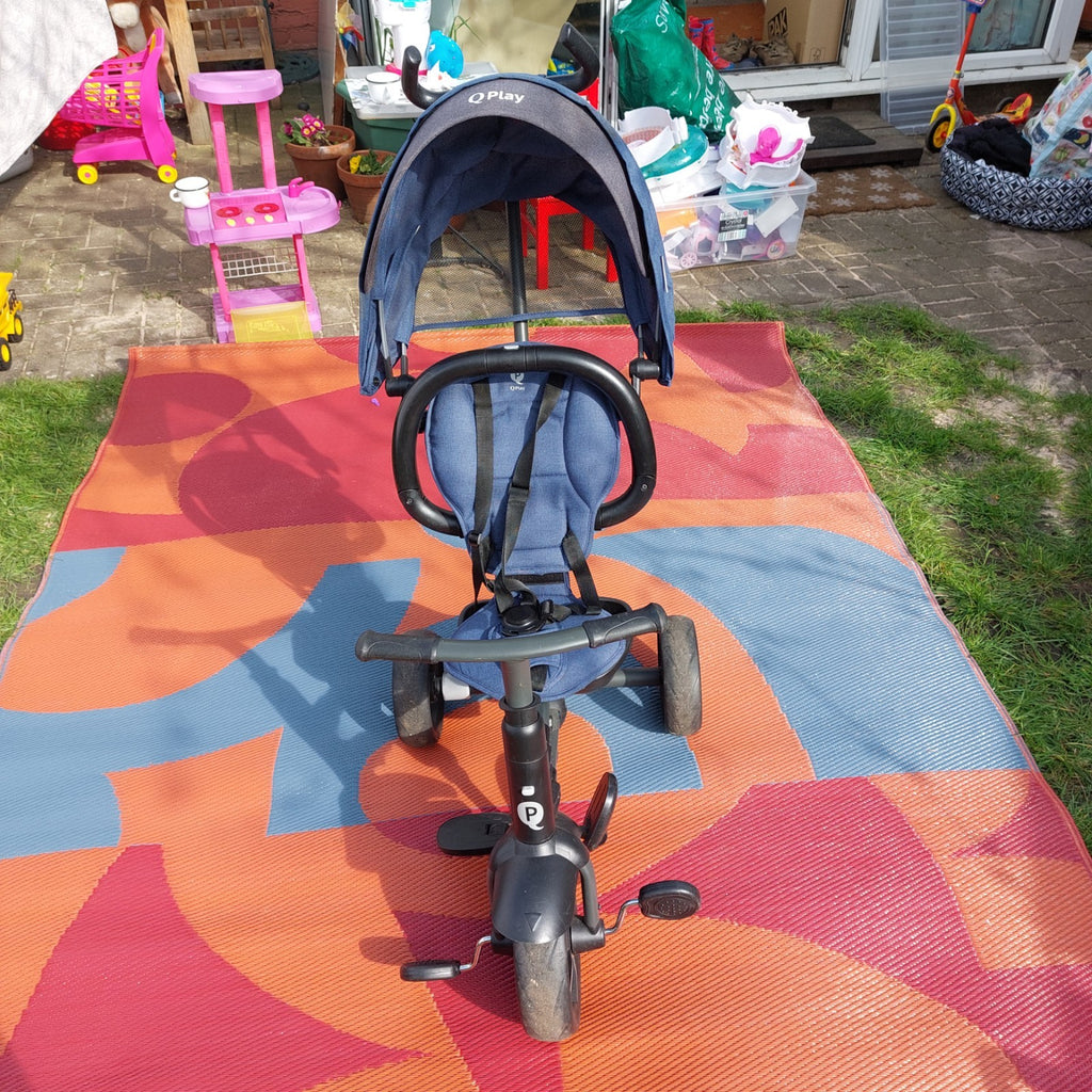QPlay Rito Star Folding Trike Bike, Blue, With Sun Canopy