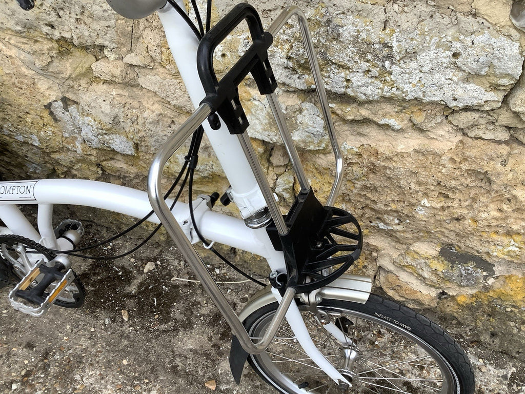 Brompton M3R Folding Bike - White + Panniers, Rack Bag, Front Frame -UK DELIVERY