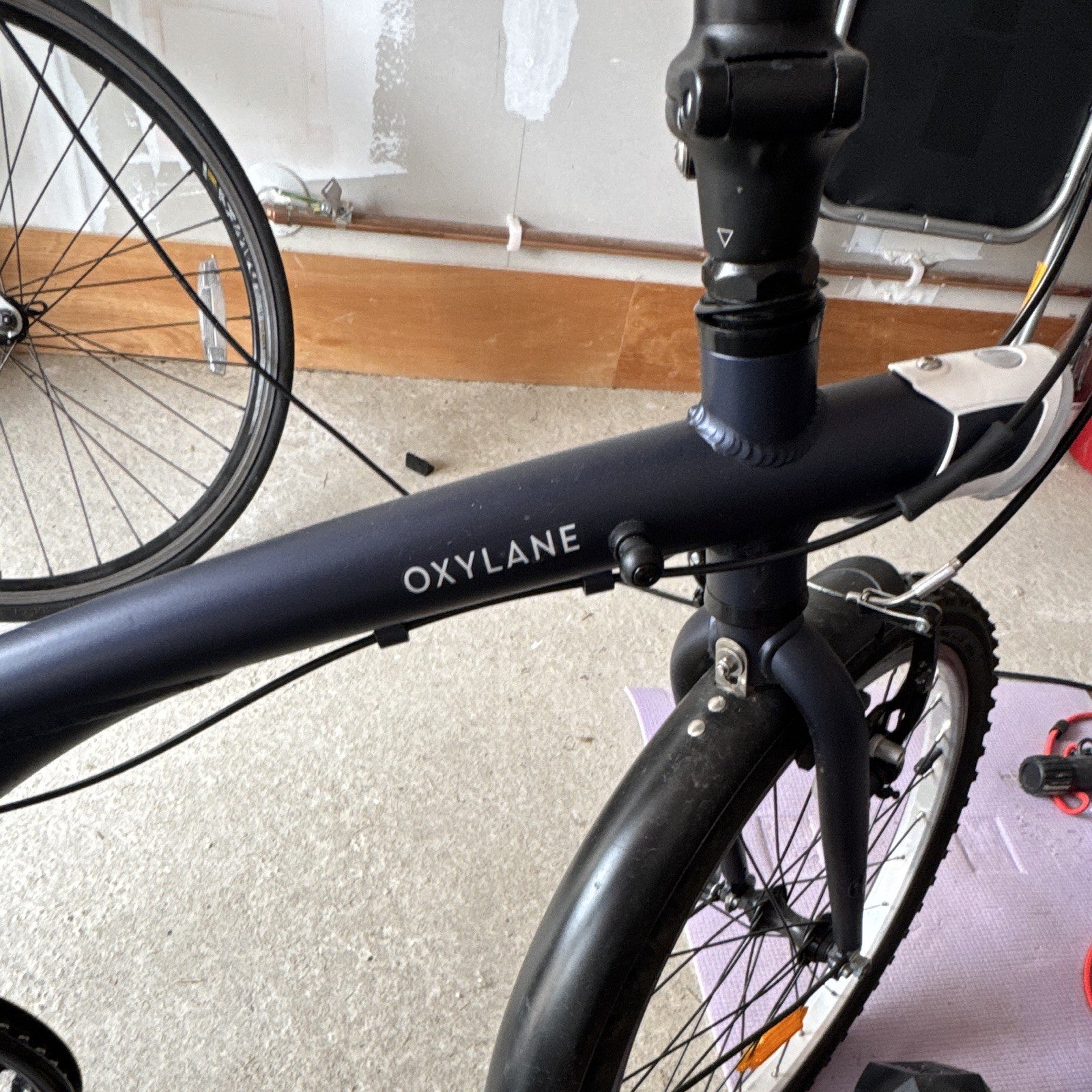 Oxylane Folding Bike 20in Wheels Black Flat Bar V-Brake Unisex Adults
