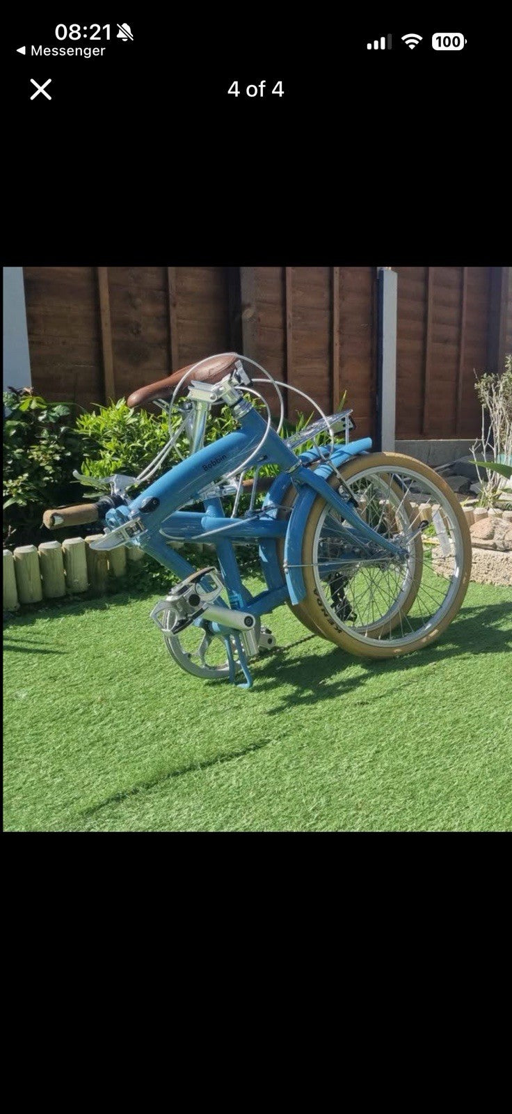 Bobbin Fold 20in Blue Folding Bike 1 Speed Mudguards Rear Rack Kickstand