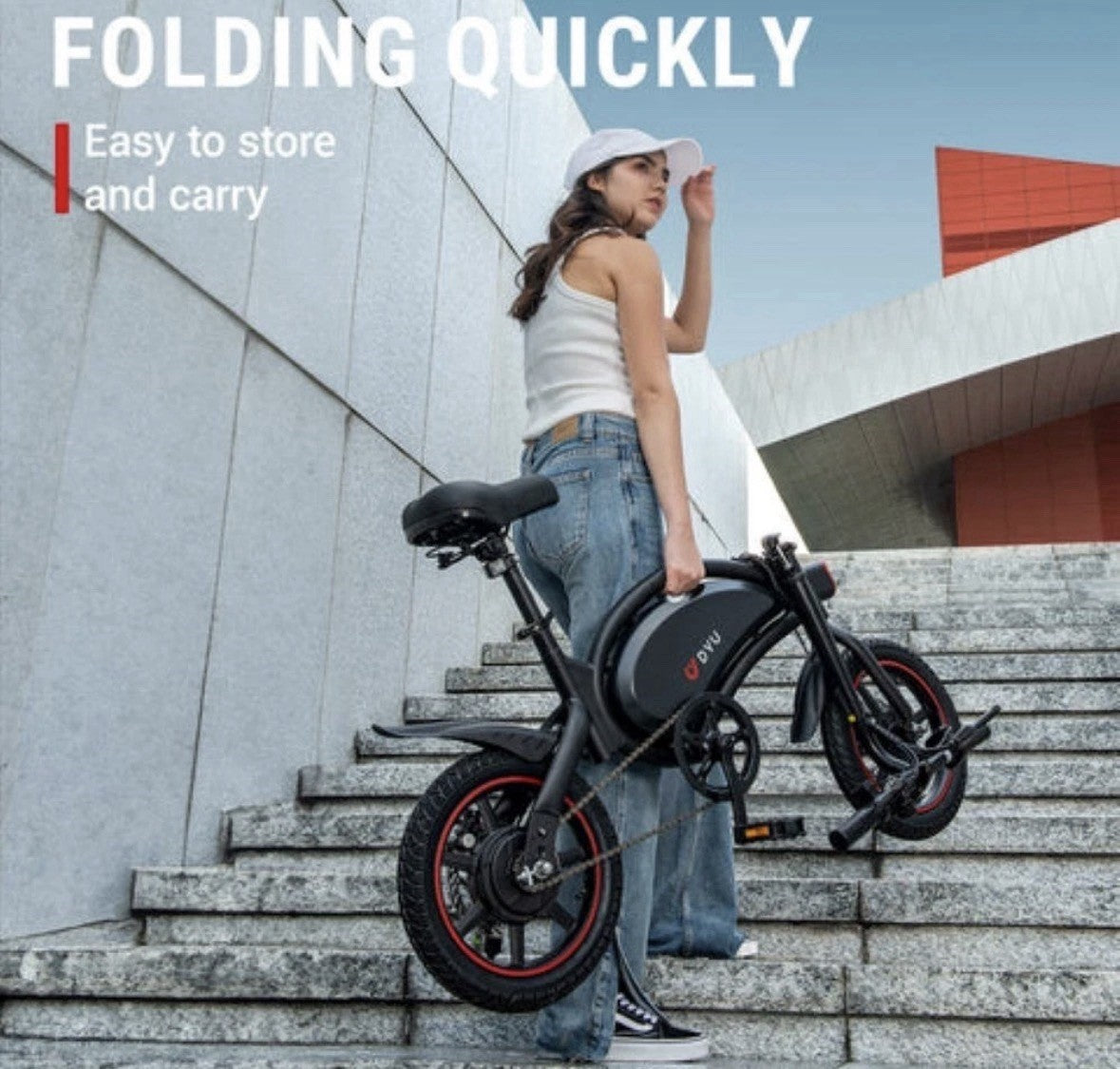 DYU 14” Bike D3F 36V10AHX250 Pedal Assist 19.1kg Folding Bike Commute Pure Power