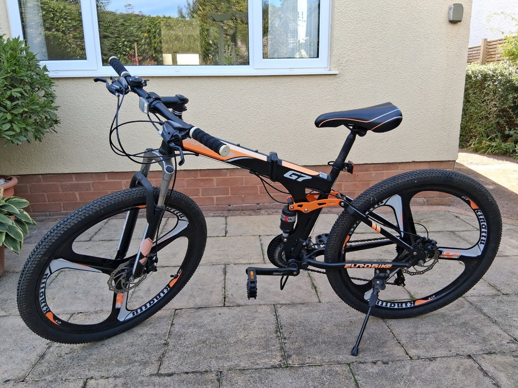 Used EuroBike G7 27.5" Wheels Full Suspension Black/Orange Folding MTB