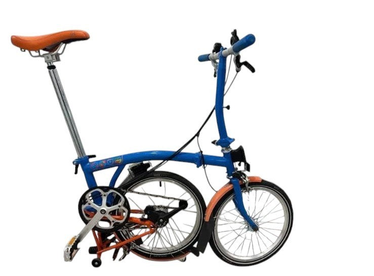 Brompton Barcelona Edition S6L (6 Speed) folding bicycle - Gloss Blue & Orange