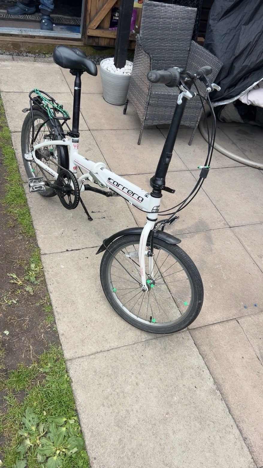 Carrera Transit Folding Bike 20" Aluminium Mudguards Rack White Black