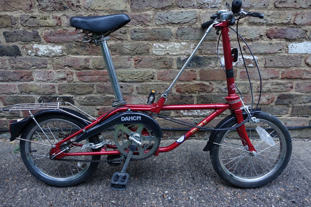 Pair Vintage DAHON III Folding Bikes E203 3-Speed Retro Red Camper Caravan Boat