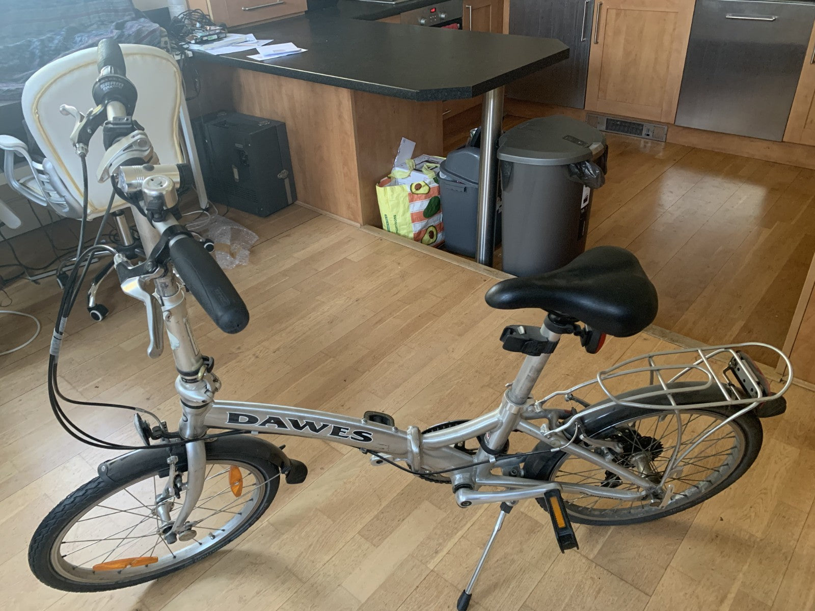 Dawes Kingpin Folding Bike Silver + Kryptonite Lock + Double Loop Cable + Lights
