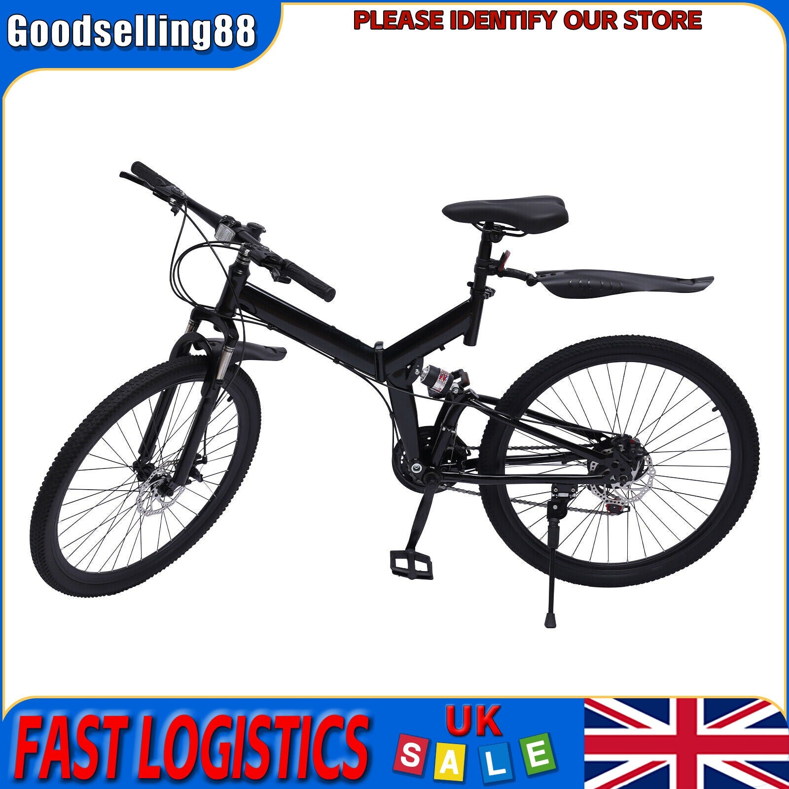 26" 21-Speed Folding Mountain Bike Foldable Bicycle Disc Brake Mountain Bike NEW
