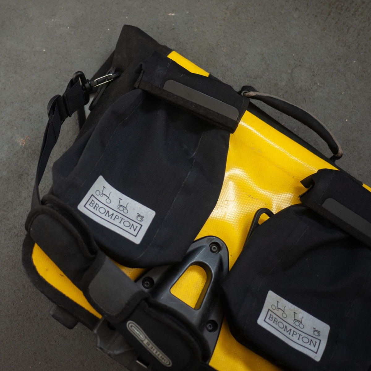 Brompton Ortlieb O Bag - Yellow & Brompton Front Carrier Block Same Day Dispatch