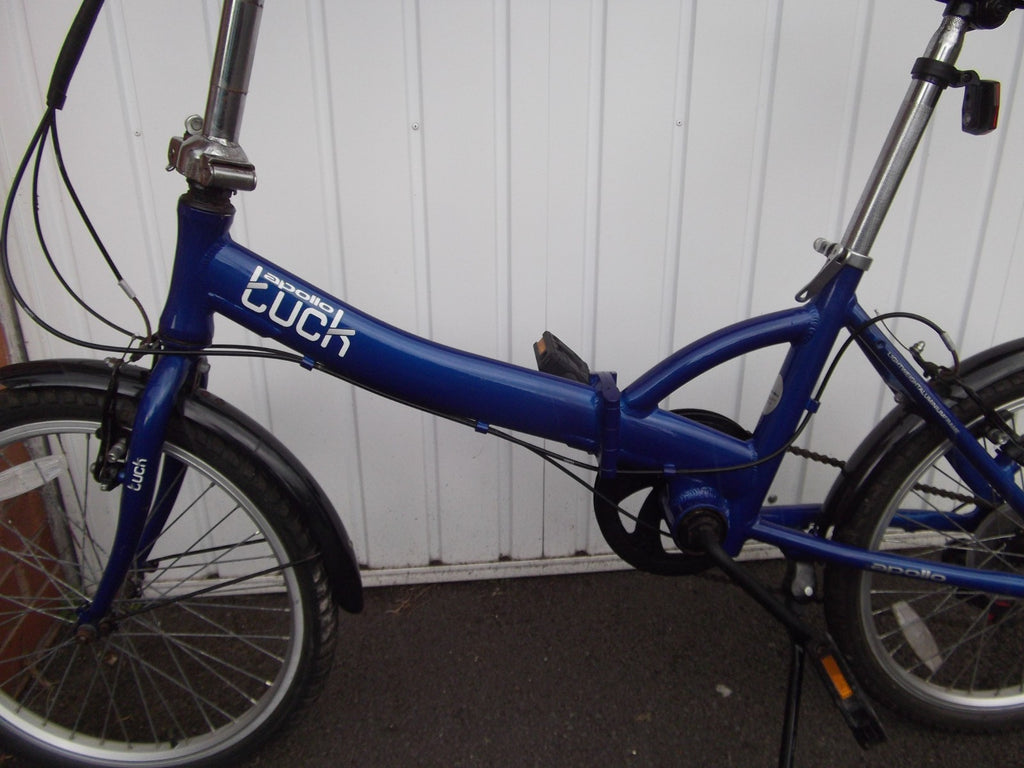 Apollo Tuck Folding Bike 20in Blue 6-Speed V-Brake Kickstand