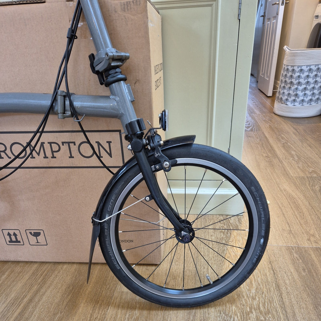 Brompton P Line 4 Speed Titanium Folding Bike Silver Black