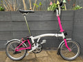 Brompton M3L Folding Bike 3 Speed White / Hot Pink