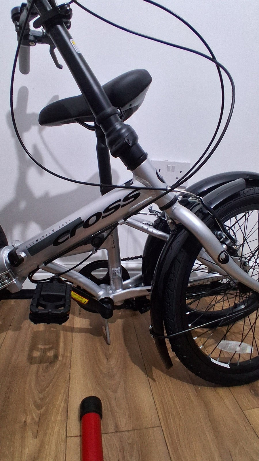 Denver Classic 001 Folding Bike 20in Black/Blue, LED Lights, Rack, Mudguards
